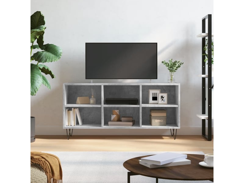  Meuble tv - banc tv - meuble de rangement gris béton 103,5x30x50 cm bois d'ingénierie  - Conforama B