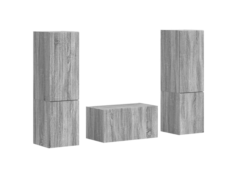  Ensemble meuble tv - banc tv - meuble de rangement 5 pcs gris sonoma bois d'ingénierie  - Conforama A