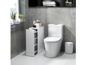 Meuble de rangement salle de bain, 47x25x66,5 cm, avec tiroir et 3 compartiments, blanc