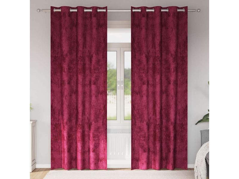 Lot de 2 rideaux en velours, rideaux de fenêtre bordeaux 260 x 140 cm velours cf44151 - Conforama B