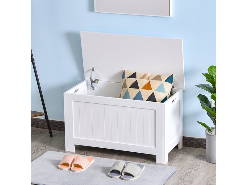  Coffre de rangement avec charnières de sécurité, coffre à jouets avec couvercle, boîte de rangement en bois  - Conforama D