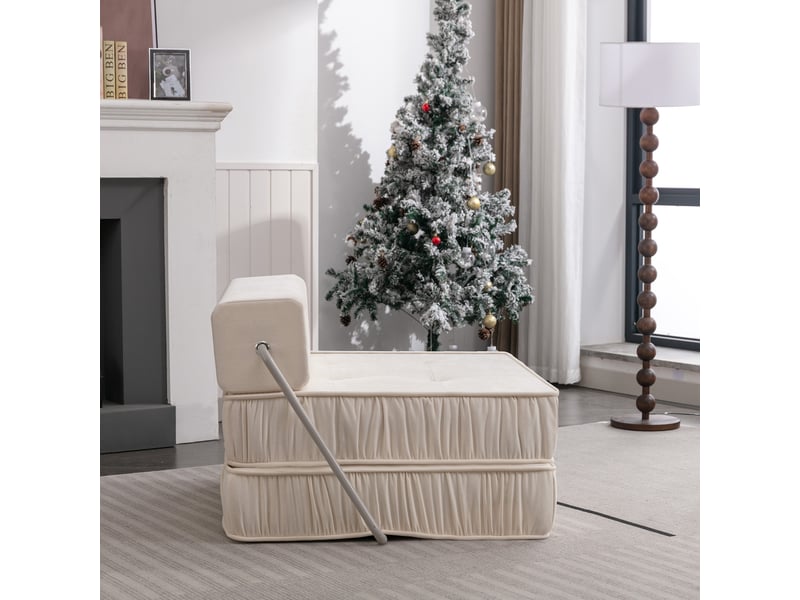  Fauteuil convertible 1 place blanc en chenille evryae  - Conforama D