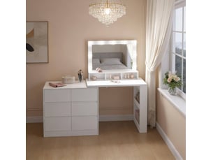 Coiffeuse 6 tiroir(s) Miroir Led avec 0 tabouret(s) inclu(s) ULQENI coloris blanc