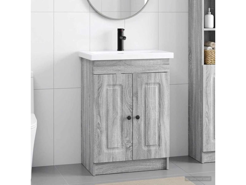 Ensemble de mobilier de salle de bain sonoma gris shl9695 - Conforama B