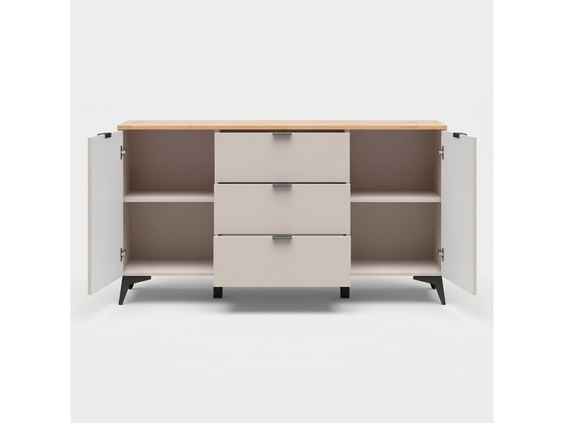  Buffet commode 2 portes 3 tiroirs avec pieds en métal velton  - Conforama E