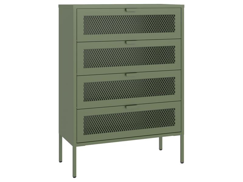 Meuble à chaussures 4 portes en métal vert kaki emma  - Conforama A