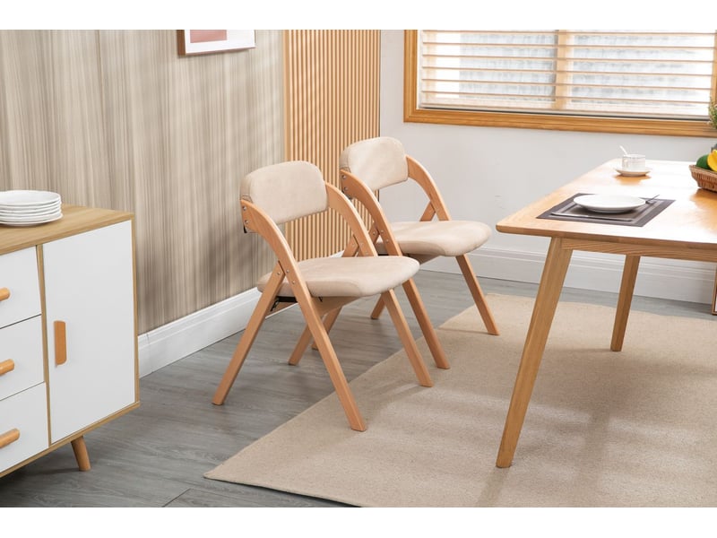  Chaise repas 2 pièces assises rembourrées chaises pliantes structure en bois empilables housse amovible couleur kaki  - Conforama D