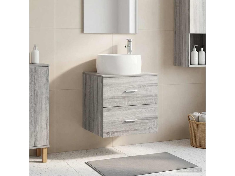  Vanité de lavabo mural, meuble de rangement sonoma gris 49.5x44.5x66 cm shl3962  - Conforama B