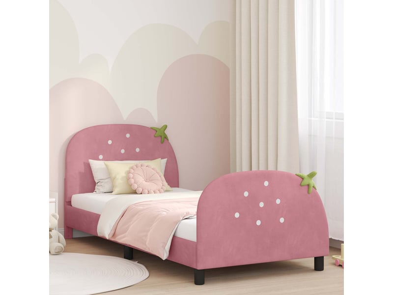  Cadre de lit pour enfants - lit jeune avec tête de lit rose 90 x 190 cm  - Conforama B