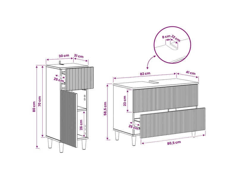  Ensemble de 2 meubles de salle de bain arnhem sonoma gris cf63079  - Conforama E