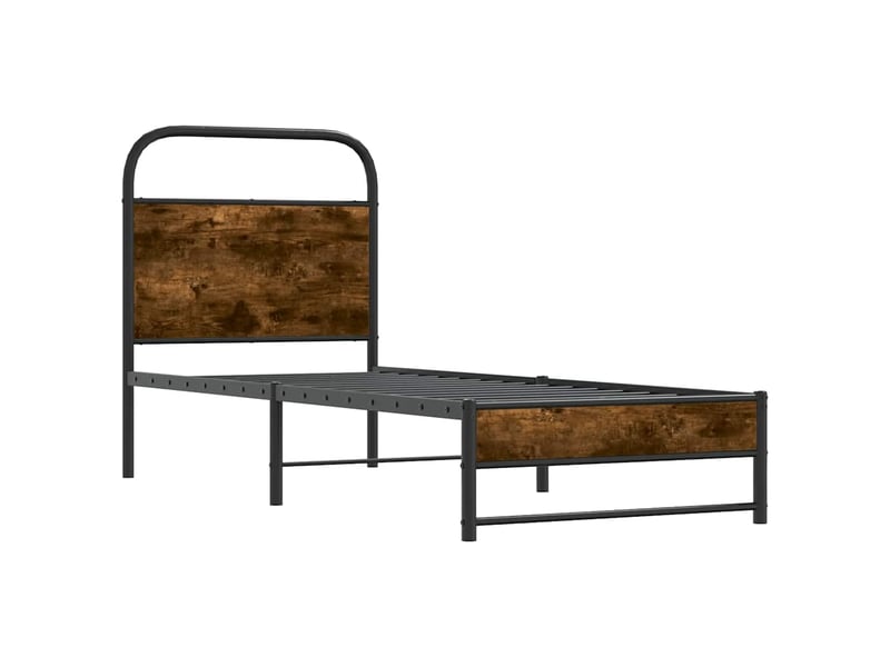  Lit simple- lit adulte -  cadre de lit sans matelas 80x200cm chêne fumé bois d'ingénierie  - Conforama C