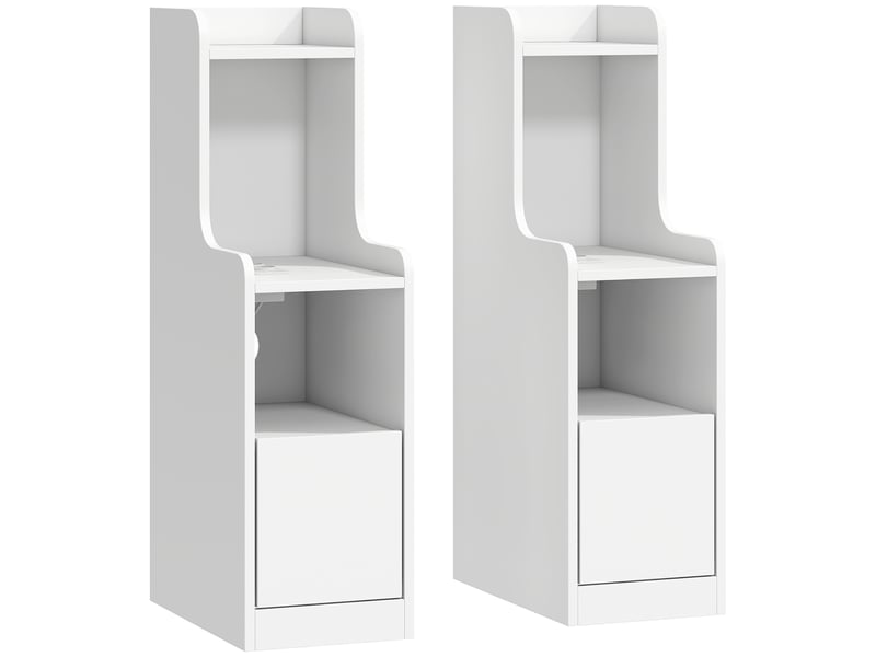  Lot de 2 chevets avec station de charge - tiroir, niches, étagère - blanc  - Conforama A