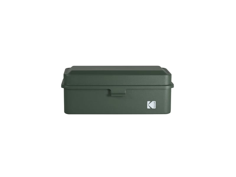  Kodak film case (120135) - boîtier compact en acier pour 8 rouleaux de film 120 ou 10 rouleaux de film 135, capot amovible, finition mate, design moderne, protection poussière et humidité - olive  - Conforama B
