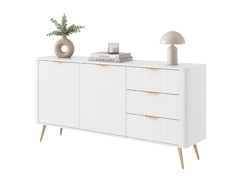  Crédence halilala, buffet 3 tiroirs, 163x38x81h cm blanc Halilala - Conforama A