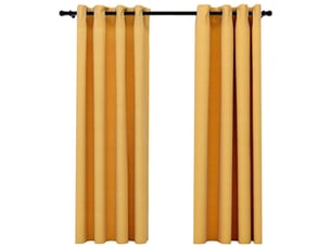 Lot de 2 rideaux occultants, rideaux black-out aspect lin à œillets jaune 140x175 cm cf44506