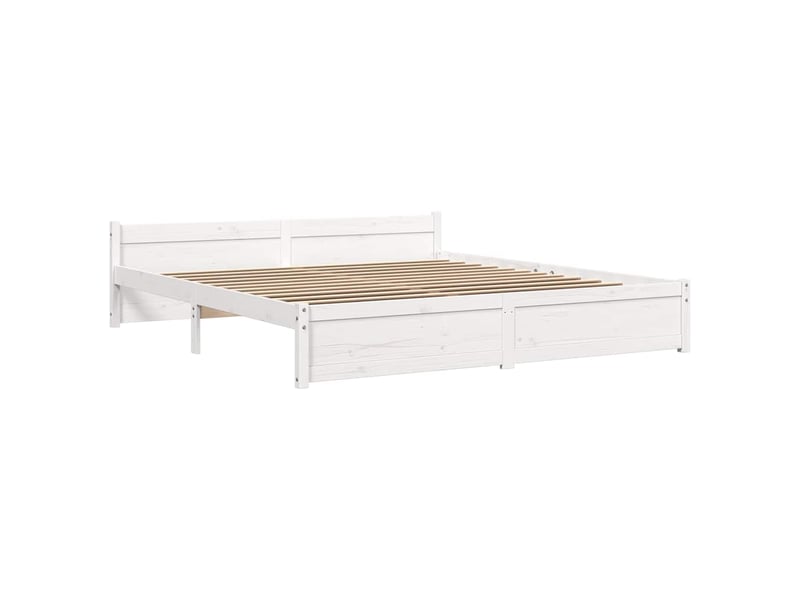  Lit double- lit adulte -  cadre de lit sans matelas blanc bois massif 180x200 cm  - Conforama B