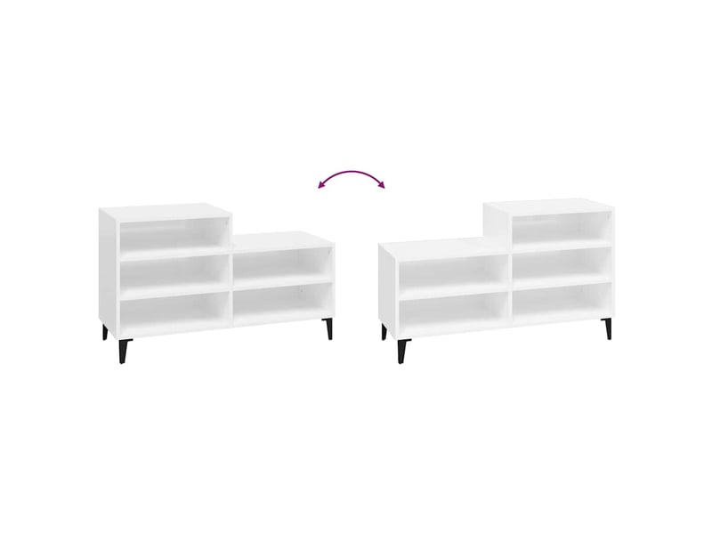  Meuble à chaussure blanc brillant 102x36x60 cm bois ingénierie shl3869  - Conforama E