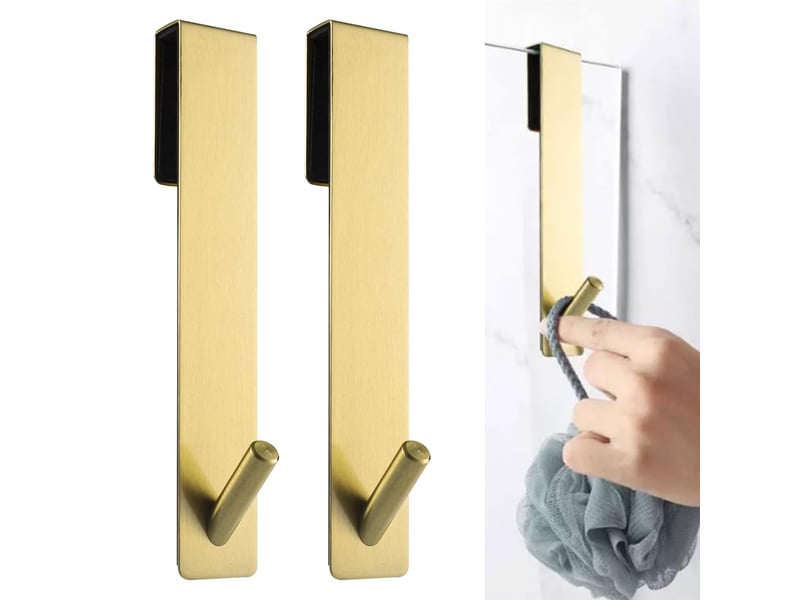 2 pièces crochet douche, porte serviette, crochets de pour portes de douche en verre sans cadre, adapter 6-12 mm d'épaisseur (or, jaune - réf. Szpb844555jjzj - Conforama A