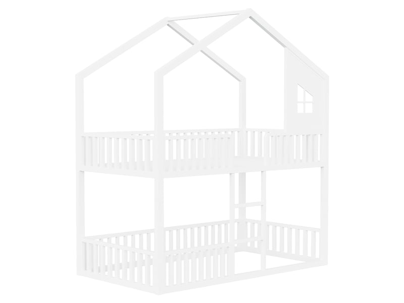  Lit superposé 90x200 cm - cadre de lit en métal - avec barrières de sécurité - blanc (matelas non inclus)  - Conforama W