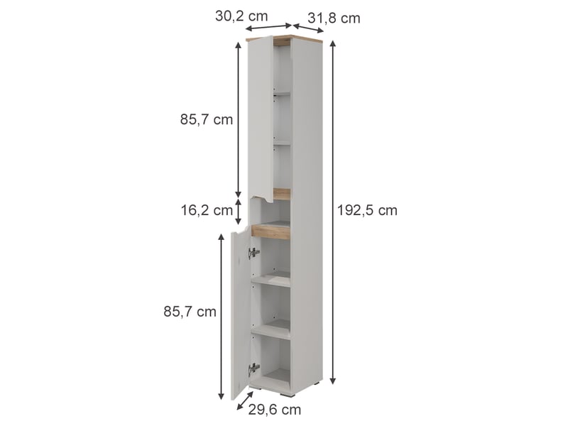  Vicco meuble salle de bain, blancchêne artisan, 30.2x192.5cm  - Conforama B