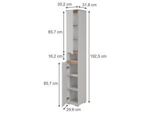 Vicco meuble salle de bain, blancchêne artisan, 30.2x192.5cm