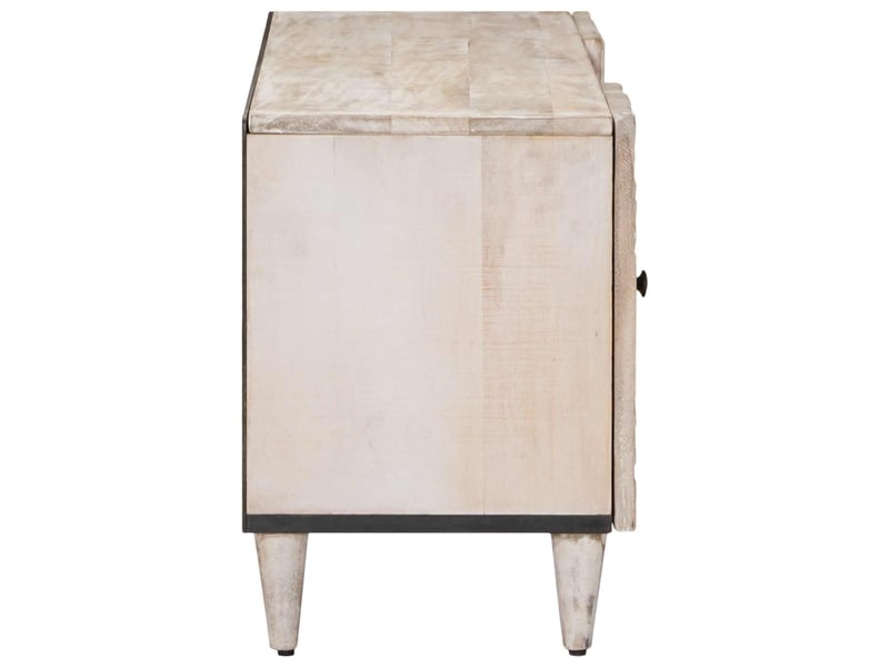  Meuble tv - banc tv - meuble de rangement blanc 105 x 33,5 x 46 cm bois de mangue massif  - Conforama D