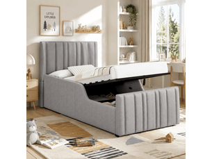 Lit coffre 90x200 cm ZERBACO coloris gris