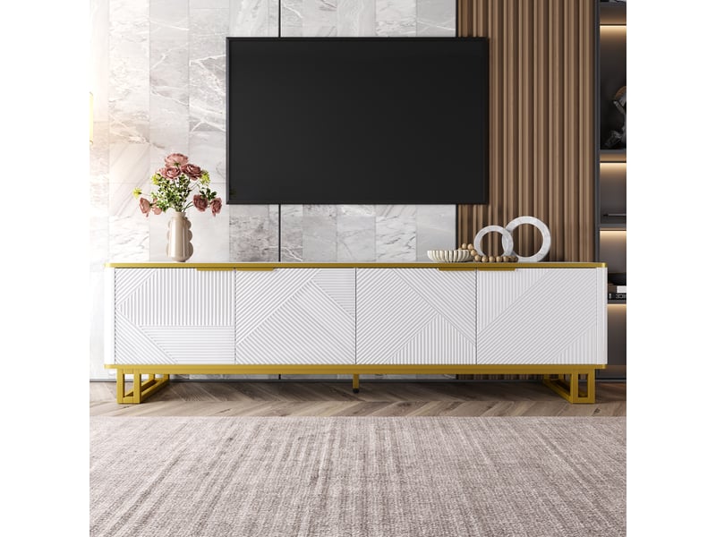  Meuble tv blanc 160 cm mdf meuble tv blanc - Conforama B
