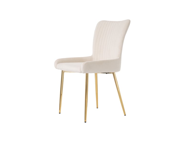  Chaises de salle à manger lot de 4 avec soutien lombaire  - pieds métal doré, velours - beige  - Conforama A