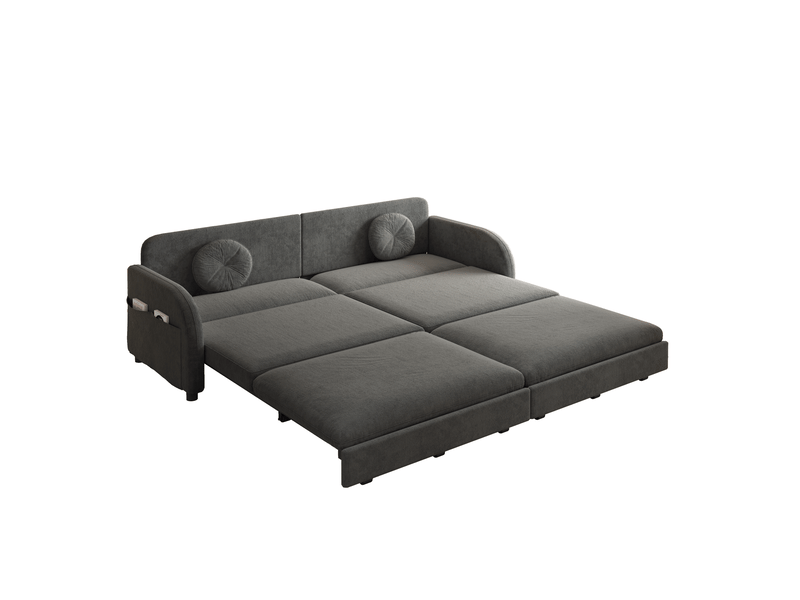 Canapé 3 places 3-en-1 convertible 206x84x90 cm en chenille gris  - Conforama E
