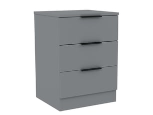 Table de chevet trega 3 tiroirs, commode de nuit, chambre, rangement, 50x39x28cm, gris