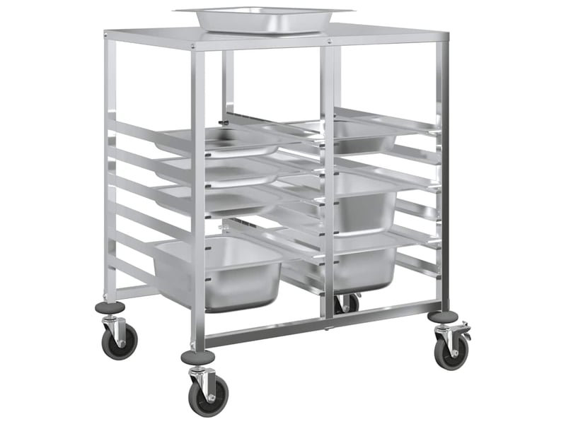  Desserte de cuisine, chariot à plateaux 12 bacs gn 75x55x87 cm acier inoxydable  - Conforama D