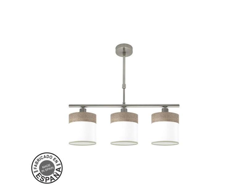 Lampe de plafond fabrilamp cloe nickelblanc-bois gris 3 x e14 hauteur réglable 44-61 cm 55x14 cm 175453083 - Conforama A