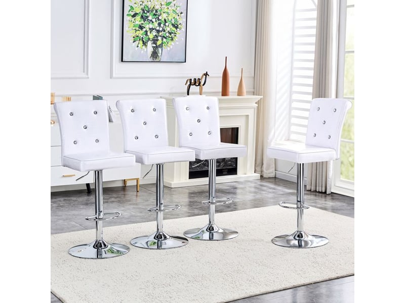  Chaises élévatrices en cuir - ensemble de 2 pièces - cuir synthétique crocodile blanc - détails bouton en cristal blanc - Conforama D