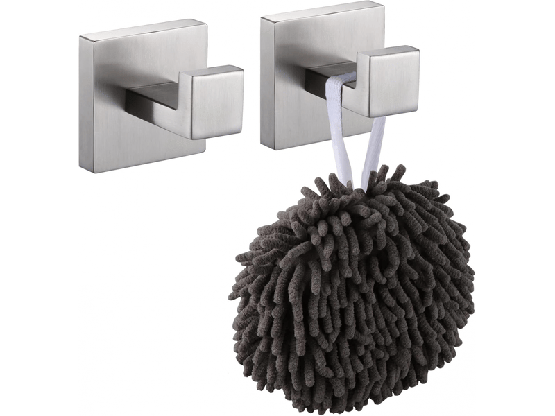  Crochet mural carré pour serviettes, salle de bain, cuisine, mural, acier inoxydable sus 304, nickel brossé  - Conforama A