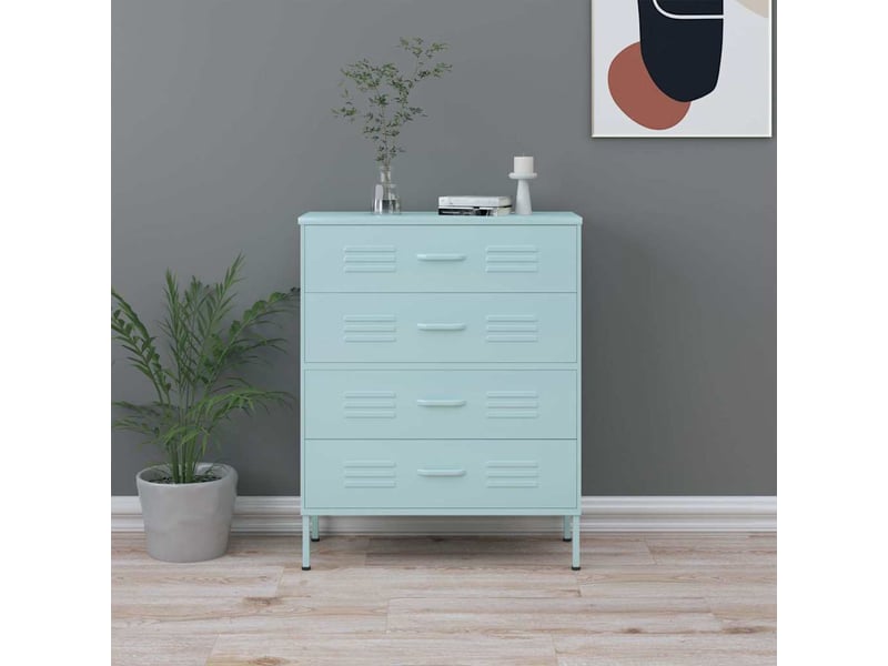  Commode, armoire à tiroirs bureau vert menthe 80x35x101,5 cm acier  - Conforama B