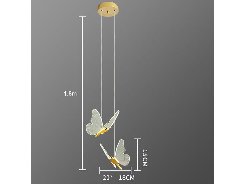  Suspension luminaire papillon led dorée en acrylique, 3 couleurs de lumière, lampe de chevet pour chambre et salon  - Conforama E