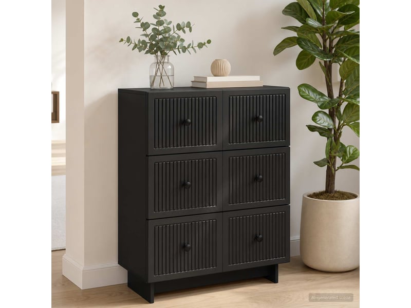  Armoire à tiroirs, rangement bureau 66 x 34,5 x 90 cm bois d'ingénierie noir shl2124  - Conforama B