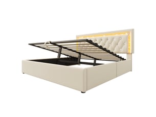 Lit coffre 160x200 cm <strong></strong>  <strong></strong> coloris beige