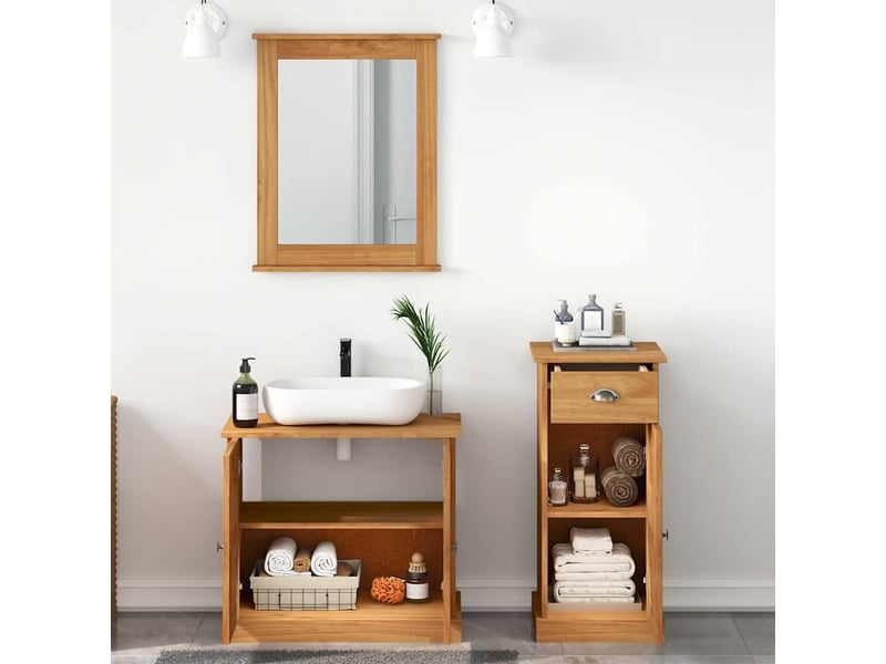 Ensemble de mobilier de salle de bain vigo 3 pc marron miel cf64736 - Conforama D