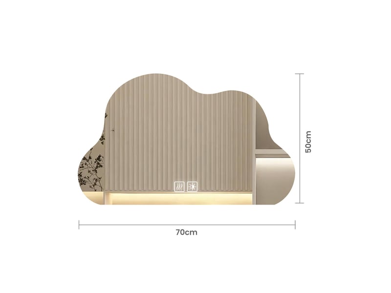  Miroir de salle de bain led 70x50 cm forme nuage verre sécurit tactile anti-buée 3 couleurs cri>90 blanc  - Conforama C