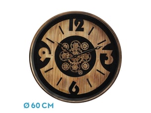 Horloge murale fabrilamp almanzora 60 x 60 cm noirhêtredoré engrenages mobiles