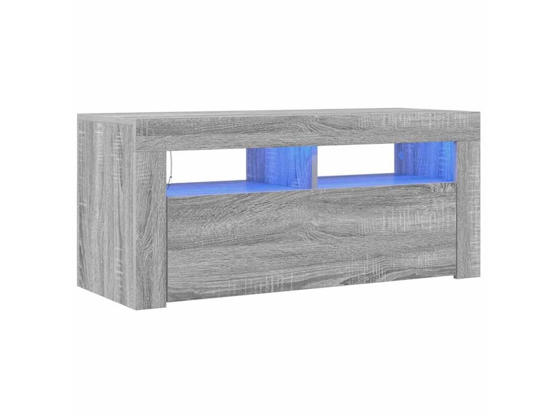  Meuble tv - banc tv - meuble de rangement avec lumières led sonoma gris 90x35x40 cm  - Conforama A