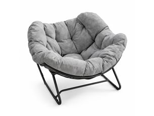 Fauteuil à bascule œuf 102,5 x 75 x 77 cm gris clair, métal et chenille, assise large pour salon