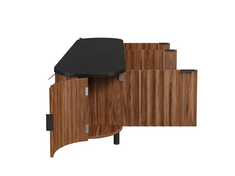  Meuble tv 5 portes 170x40x47 cm en mdf coloris noyer  - Conforama R