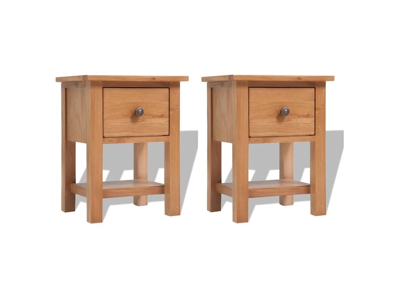  Vidaxl table de nuit 2 pcs bois chêne massif tiroir chevet 36x30x47 cm chambre  - Conforama B