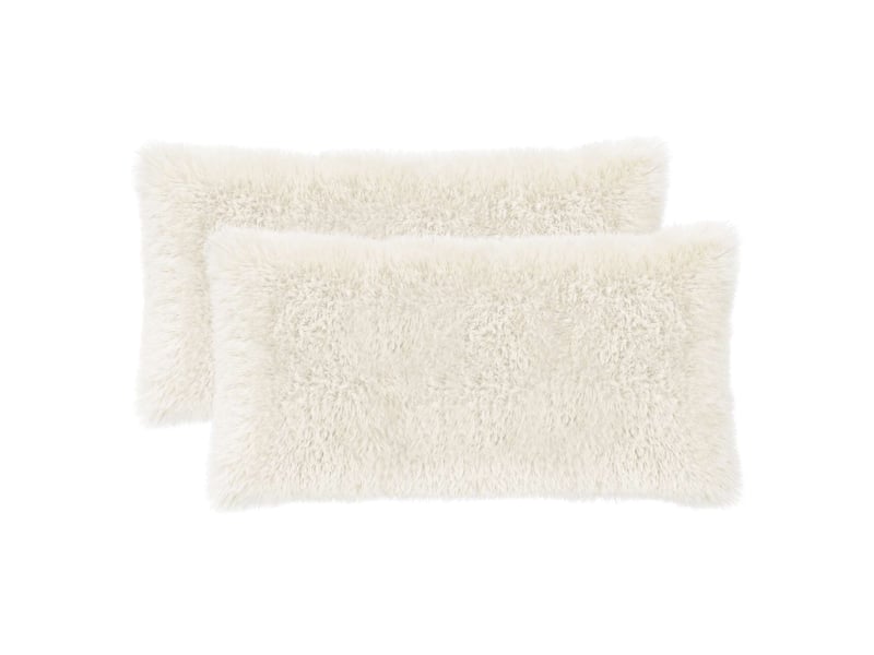 Lot de 12 coussins avec oreiller, coussins décoratifs heerlen blanc fleece pv cf50113 - Conforama A