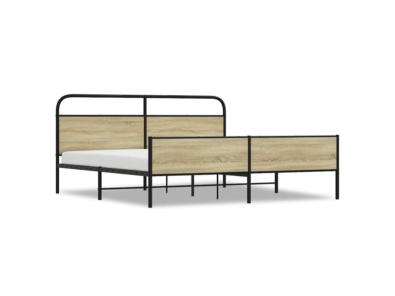  Lit double- lit adulte -  cadre de lit en métal sans matelas chêne sonoma 200x200 cm  - Conforama A