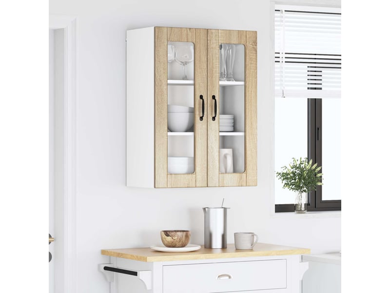  Meuble mural de cuisine, cabinet en verre mural chêne sonoma 60x31x80cm shl8793  - Conforama D