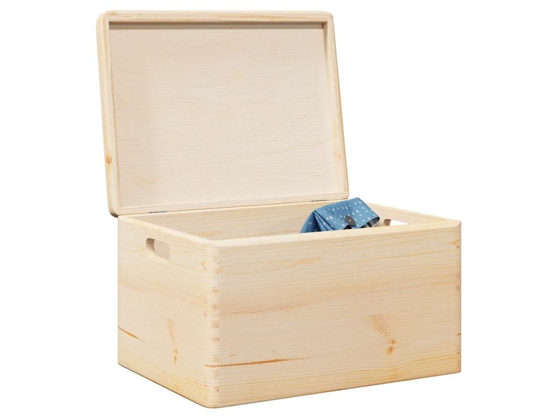  Boîte de rangement, coffre avec couvercle et poignées bois de pin massif shl81590  - Conforama B